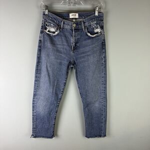 AGOLDE Toni Straight Ankle Jeans Women's Size 25 Distressed Raw Hem Medium Wash